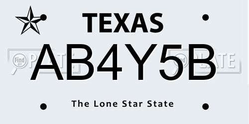 AB4Y5B Texas License Plate
