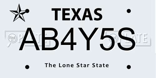 AB4Y5S Texas License Plate