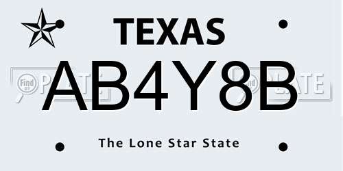 AB4Y8B Texas License Plate