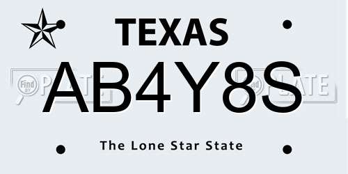 AB4Y8S Texas License Plate
