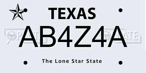 AB4Z4A Texas License Plate