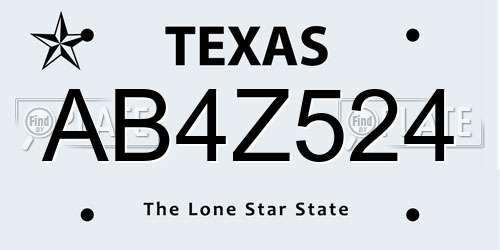 AB4Z524 Texas License Plate