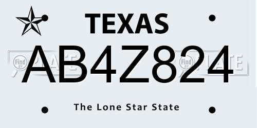 AB4Z824 Texas License Plate