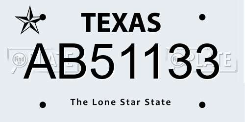 AB51133 Texas License Plate