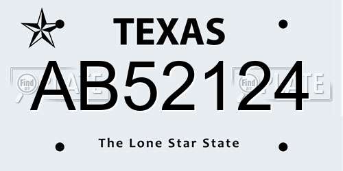 AB52124 Texas License Plate