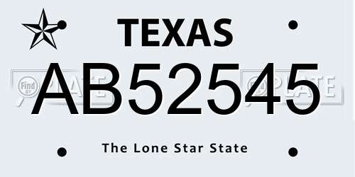 AB52545 Texas License Plate