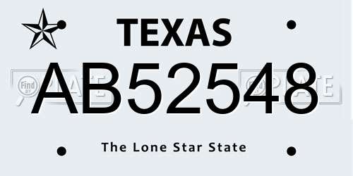 AB52548 Texas License Plate