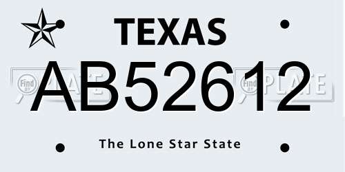 AB52612 Texas License Plate