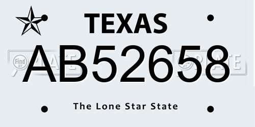 AB52658 Texas License Plate