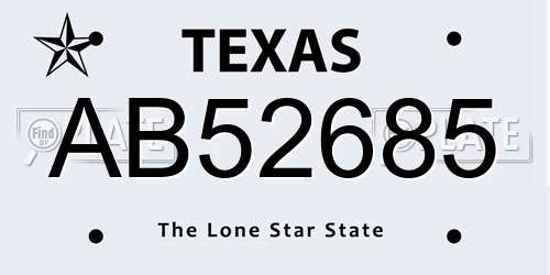 AB52685 Texas License Plate