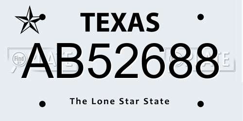 AB52688 Texas License Plate