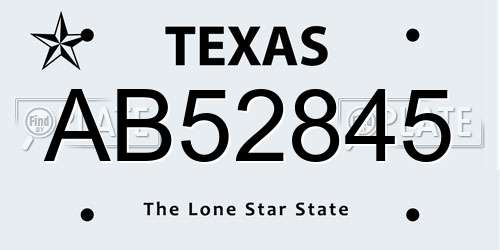 AB52845 Texas License Plate