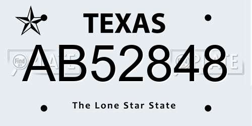 AB52848 Texas License Plate