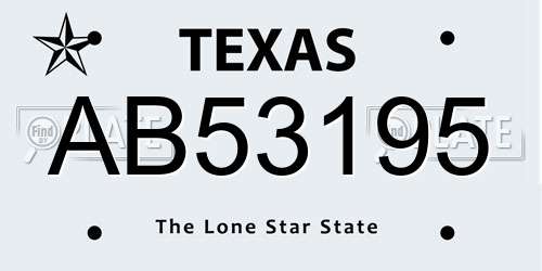 AB53195 Texas License Plate