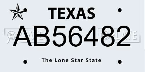 AB56482 Texas License Plate