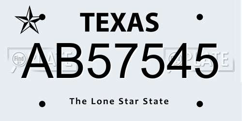 AB57545 Texas License Plate