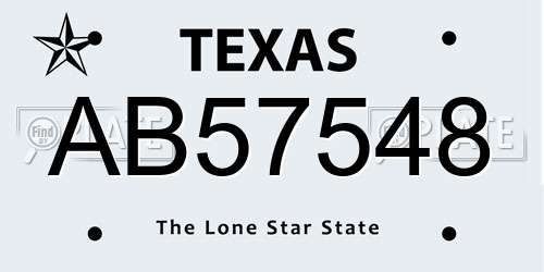 AB57548 Texas License Plate