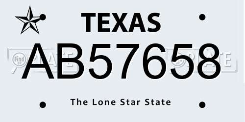 AB57658 Texas License Plate