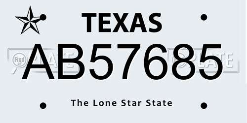 AB57685 Texas License Plate