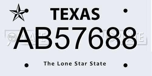 AB57688 Texas License Plate