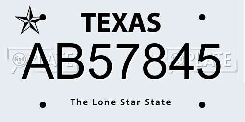 AB57845 Texas License Plate