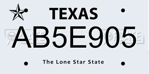 AB5E905 Texas License Plate