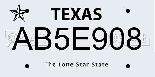AB5E908 Texas License Plate