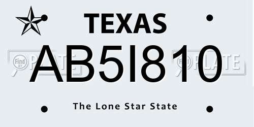 AB5I810 Texas License Plate