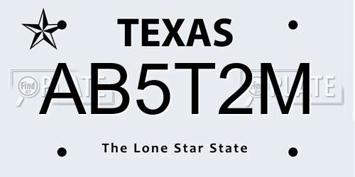 AB5T2M Texas License Plate