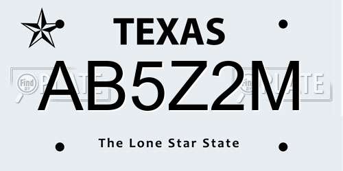 AB5Z2M Texas License Plate