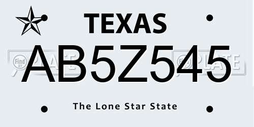 AB5Z545 Texas License Plate