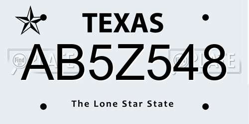 AB5Z548 Texas License Plate