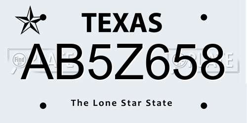 AB5Z658 Texas License Plate