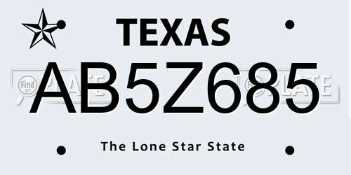 AB5Z685 Texas License Plate