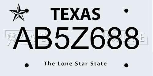 AB5Z688 Texas License Plate