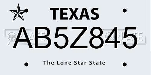 AB5Z845 Texas License Plate