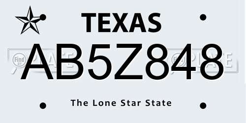 AB5Z848 Texas License Plate