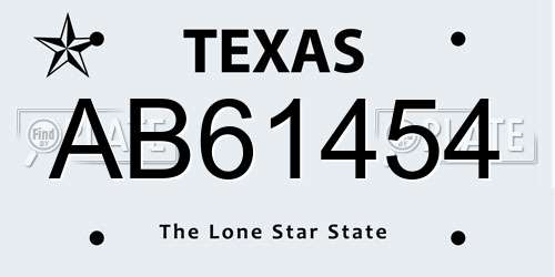 AB61454 Texas License Plate