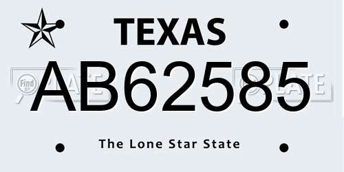 AB62585 Texas License Plate