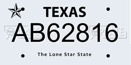 AB62816 Texas License Plate