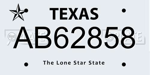 AB62858 Texas License Plate