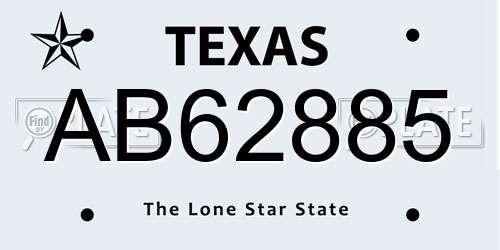 AB62885 Texas License Plate