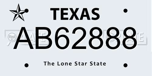 AB62888 Texas License Plate