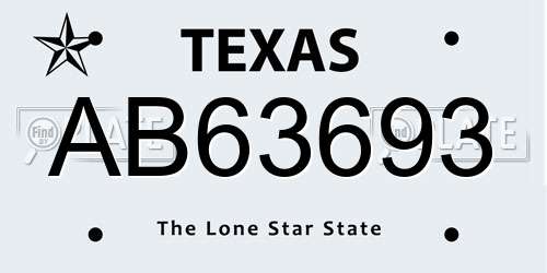 AB63693 Texas License Plate