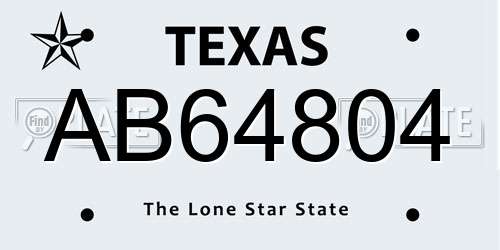 AB64804 Texas License Plate
