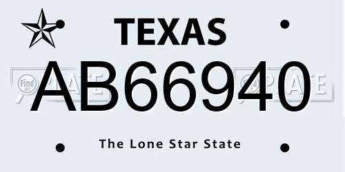 AB66940 Texas License Plate