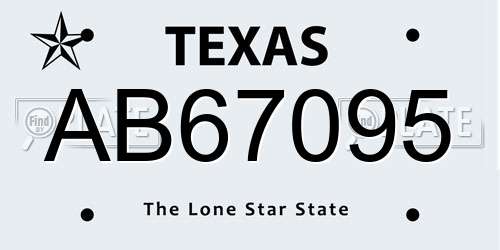 AB67095 Texas License Plate