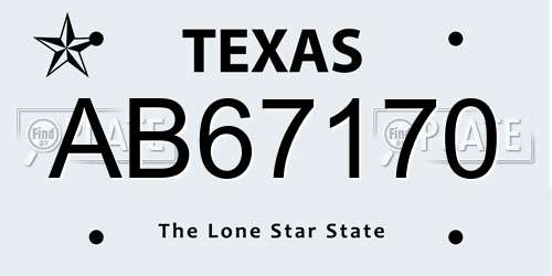 AB67170 Texas License Plate