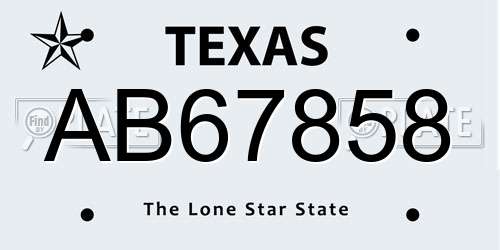 AB67858 Texas License Plate
