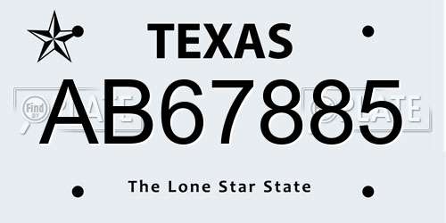 AB67885 Texas License Plate